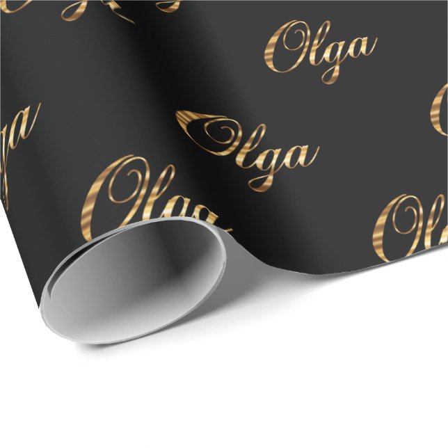 Olga gold Design Lettering Geschenkpapier Presentpapper (Rullad Hörn)