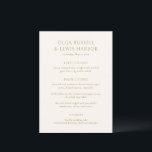 Olga Ivory och Guld Modern Bröllop Meny<br><div class="desc">Moderna bröllop-menyer med ren och enkel design med fet typsnitt.</div>