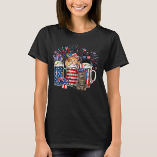 Ölglas & Katter USA Flagga 4:e Juli Oberoend T Shirt