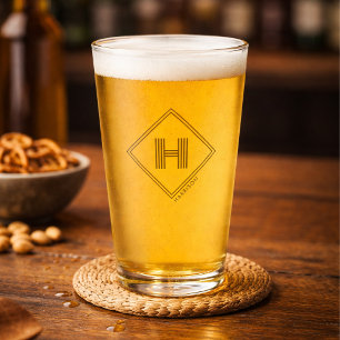 Ölglas Modern geometrisk monogram initial Glaskopp