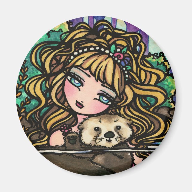 "Olianas Otter" Fantasy Sjöjungfru Sea Otter Fairy Magnet (Framsidan)