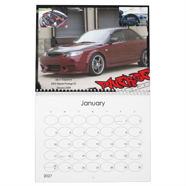 Olik kalender för begreppsbilklubb 2009 (Jan 2027)