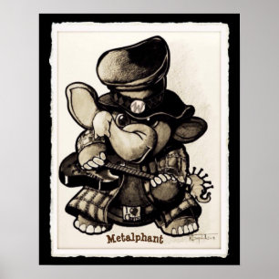 Olik Metalphant metallaffisch - storleksanpassar & Poster