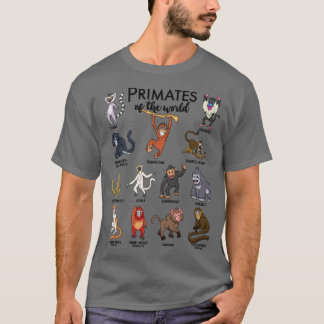 Olika apor av primater t shirt