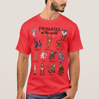 Olika apor av primater t shirt
