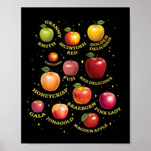 Olika äppelsorter Äpplevarianter Äpplebild Poster