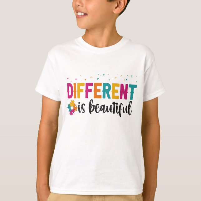 Olika är vackra autismmedvetande, Adhd Gift T Shirt (Framsida)
