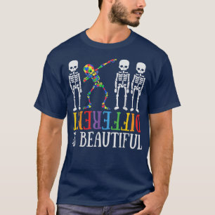 Olika är vackra Dabbing Skeleton Autism Awa T Shirt