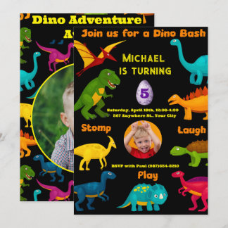 Olika arter av färgade dinosaurier inbjudningar