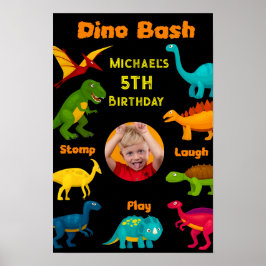 Olika arter av färgade dinosaurier poster