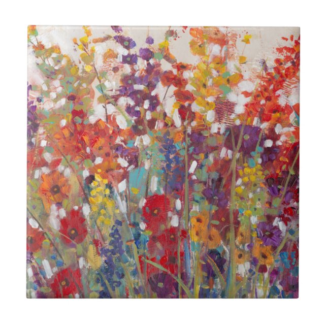Olika blommor kakelplatta (Framsidan)