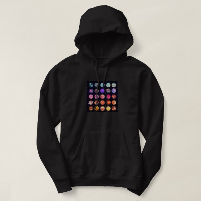 Olika Cosmoplaneter i rymden Hoodie (Design framsida)