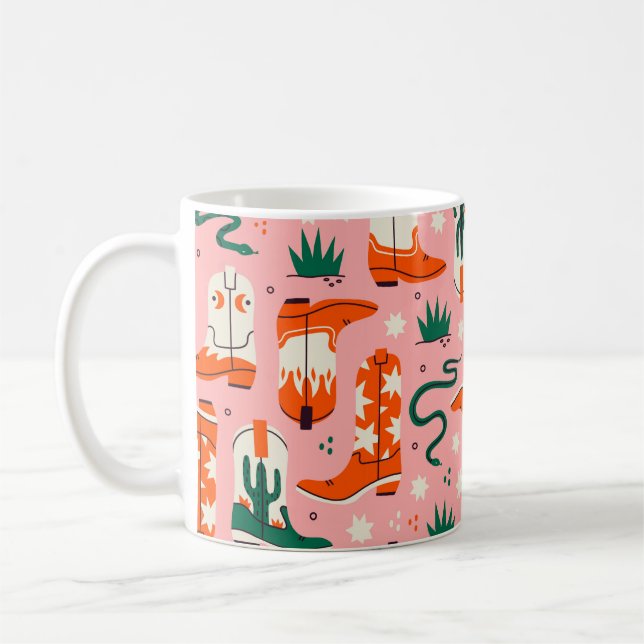 Olika cowboystövlar mönster kaffemugg (Vänster)