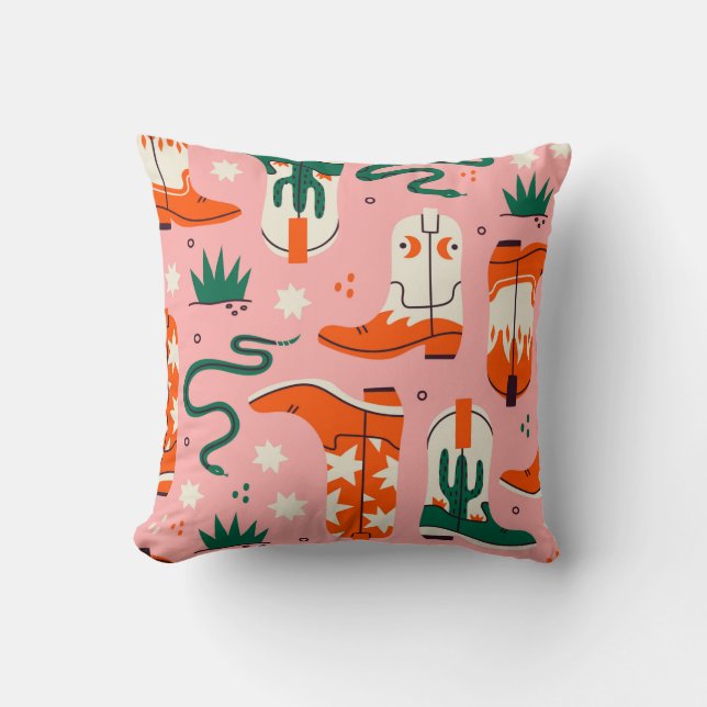 Olika cowboystövlar mönster kudde (Framsida)