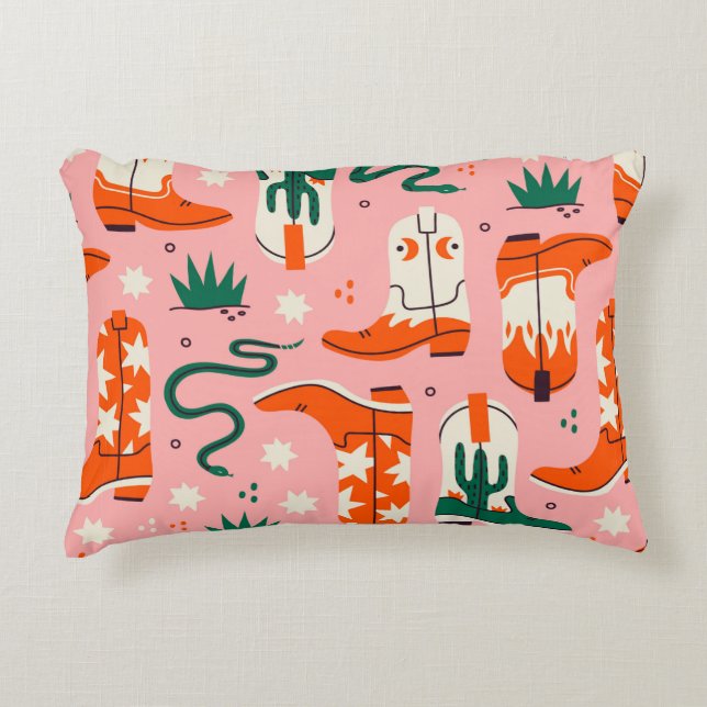 Olika cowboystövlar mönster prydnadskudde (Framsidan)
