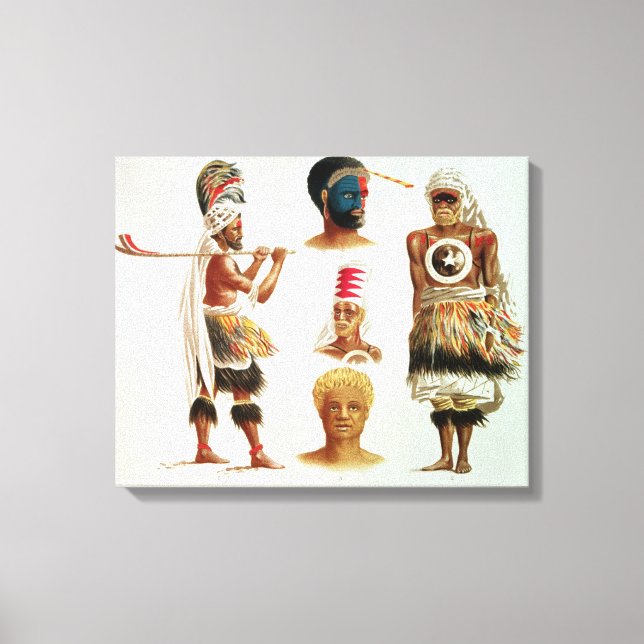Olika Dancing Costumes Worn vid Nakello, Fiji Canvastryck (Framsida)
