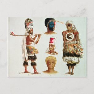 Olika Dancing Costumes Worn vid Nakello, Fiji Vykort
