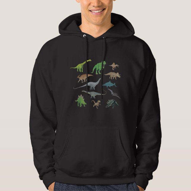 Olika dinosaurier hoodie (Framsida)