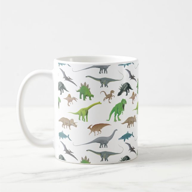 Olika dinosaurier Mönster Kaffemugg (Vänster)