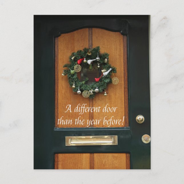 Olika dörr - nytt adress kort för julkrans (Framsida)