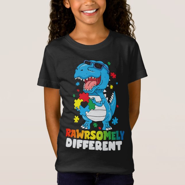 Olika dosinosaur Autism-medvetande T Shirt (Framsida)
