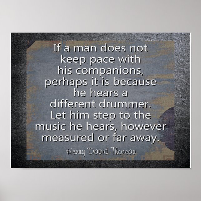 Olika Drummer - Thoreau Quote - Art Print Poster (Framsidan)