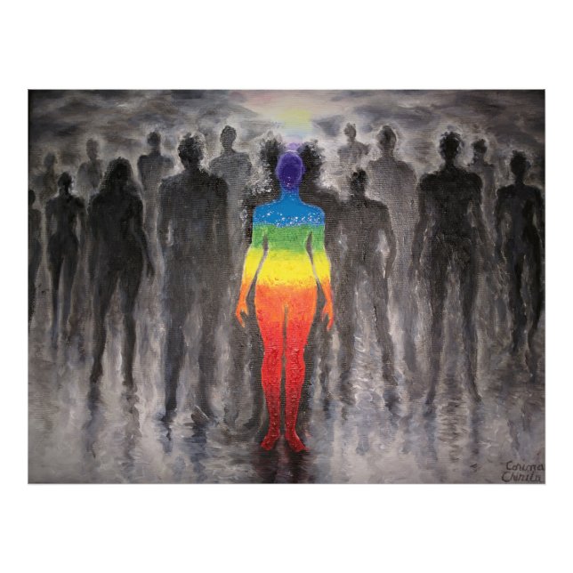 Olika eller ett regnbåge i en svart och vit värld fototryck (Framsidan)