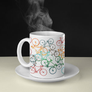 Olika Färg-cyklar på vitt Kaffemugg