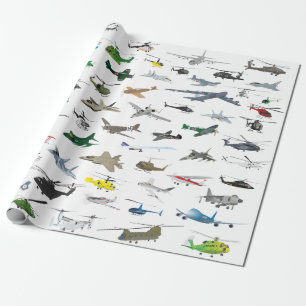 Olika färgade flygplan och helikoptrar presentpapper
