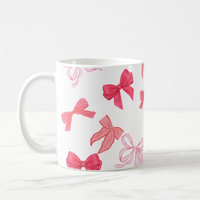 Olika färger på rosa band kaffemugg (Vänster)