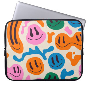 Olika färgstarka smälter leende Ansikte. Lava-lamp Laptop Fodral