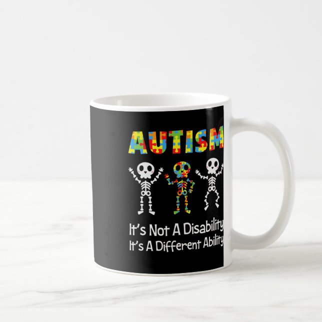 Olika förmåga till autism Skullet Skeleton Neurodi Kaffemugg (Höger)