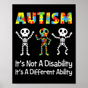 Olika förmåga till autism Skullet Skeleton Neurodi Poster
