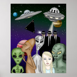 Olika främmande arter, UFO, Planets Art Poster