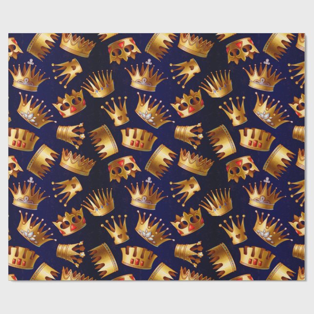 Olika guld krona mönster presentpapper (Platt)