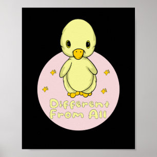 Olika Gult och Rosa för Kawaii Baby Anka Poster