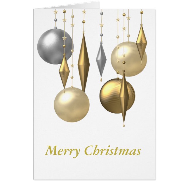 Olika hängda julbalar hälsningskort (Framsidan)