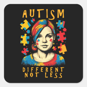 Olika, inte mindre, autism Awareness Positive Quot Fyrkantigt Klistermärke