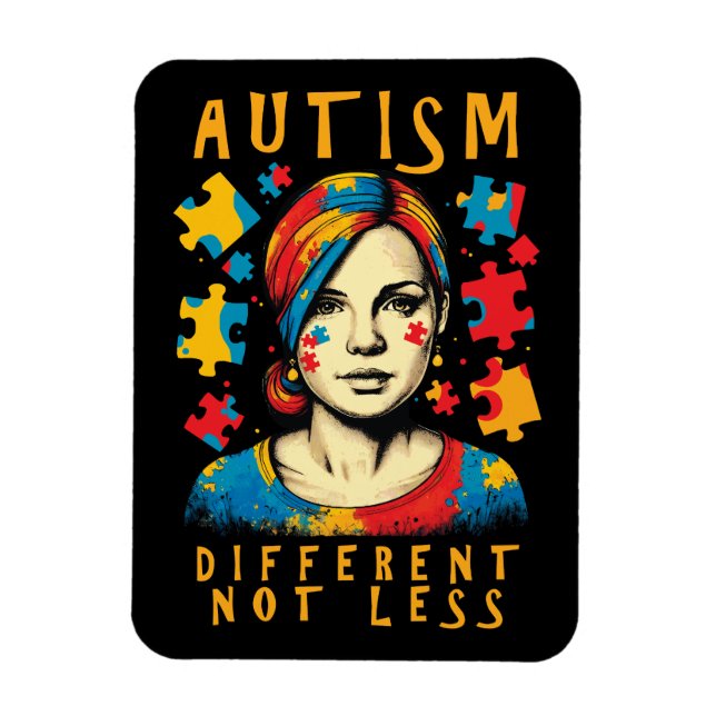 Olika, inte mindre, autism Awareness Positive Quot Magnet (Vertikal)