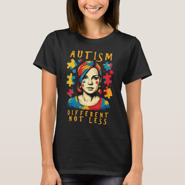 Olika, inte mindre, autism Awareness Positive Quot T Shirt (Framsida)
