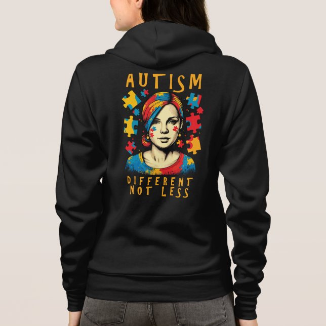 Olika, inte mindre, autism Awareness Positive Quot T Shirt (Baksida)