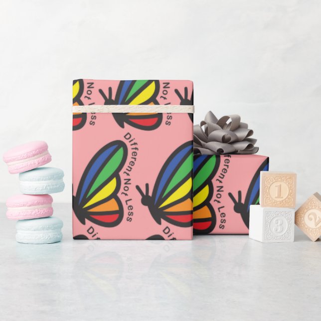 Olika Inte Mindre Autism Färgglad Fjäril ASD Presentpapper (Baby Shower)