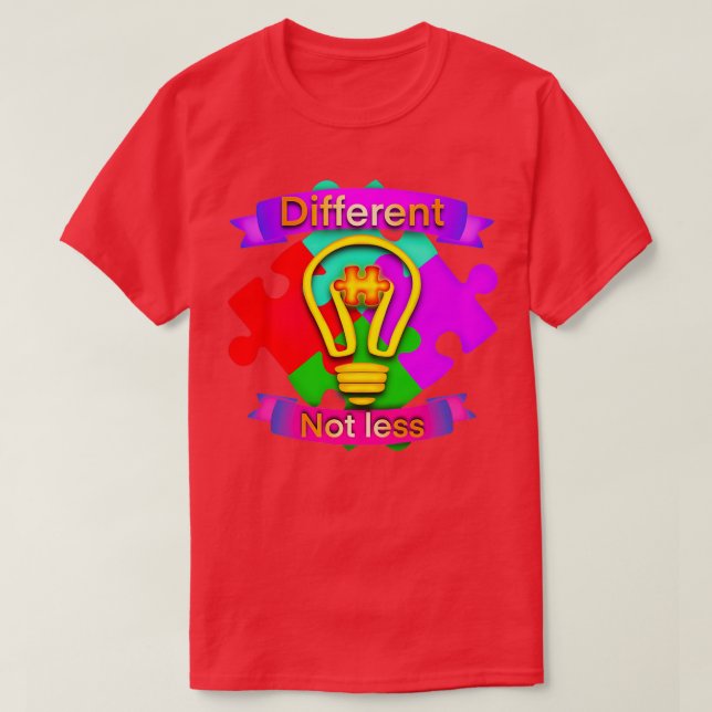 Olika, inte mindre, autismpussel t shirt (Design framsida)