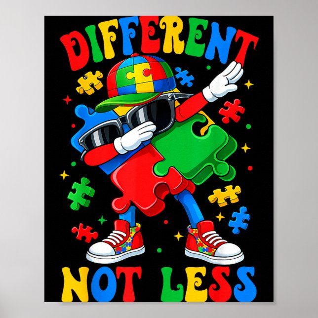 Olika Inte Mindre Dabbing Pussel Autism Medvetenhe Poster (Framsidan)