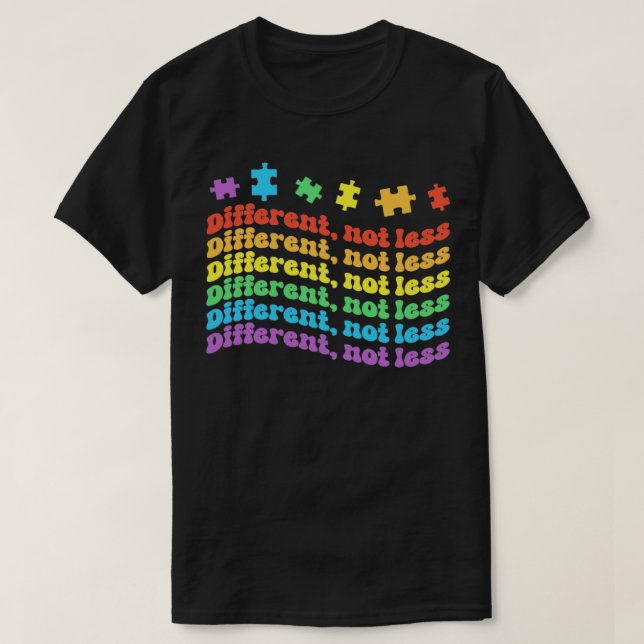 Olika, inte mindre, Leksak-puzzle-reklammedvetenhe T Shirt (Design framsida)
