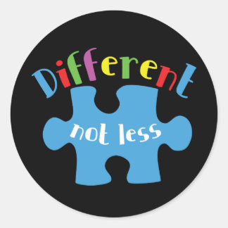 Olika, inte mindre, medvetandegörande om autism runt klistermärke