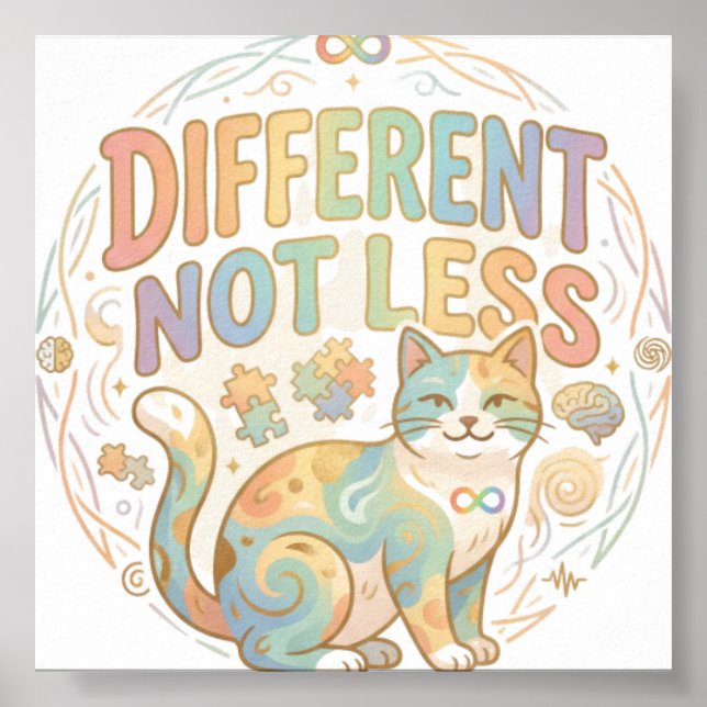 Olika Inte Mindre Neurodiversitet Katt Autism Acce Poster (Framsidan)