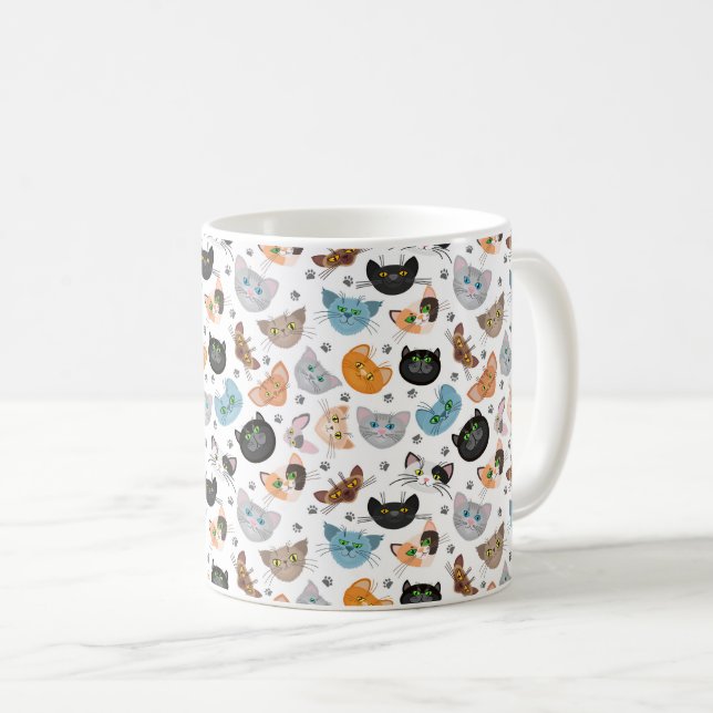 Olika kattansikten mönster kaffemugg (Framsida höger)