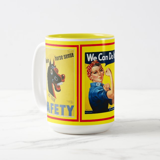 Olika klassiska amerikanska Poster Collage Två-Tonad Mugg (Framsida vänster)