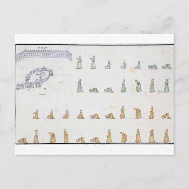 Olika kroppsställningar under bön från vykort (Framsida)